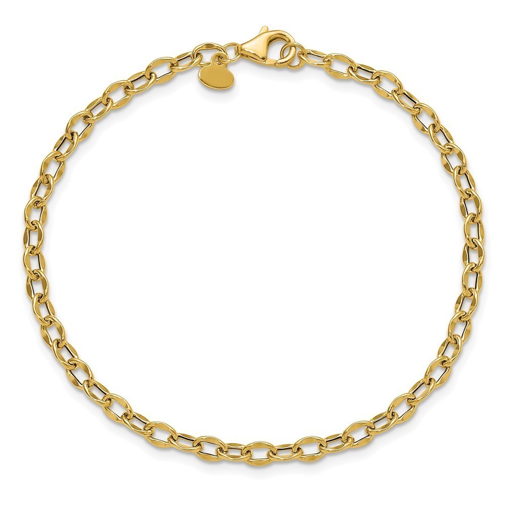 14k Yellow Gold Polished Fancy Flat Cable Link Bracelet - Picture 4 of 6